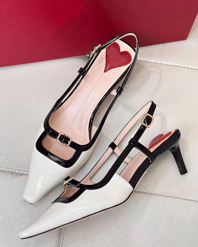 High Quality Products From Dongguan~New RV Pointed Toe Thin Heel High Heels, Patent Leather Foreskin, Back Hollow, With_voghion.com