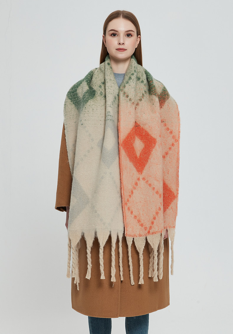 Dicker Mohairschal für Damen, Unisex, mit groben Quasten_voghion.com