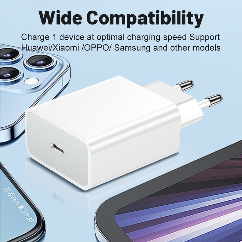 Încărcător de telefon mobil pentru festivaluri de muzică, 20W QC3.0 PD, cu un singur port, standard american-european, cap de încărcare pentru călătorii standard britanic_voghion.com