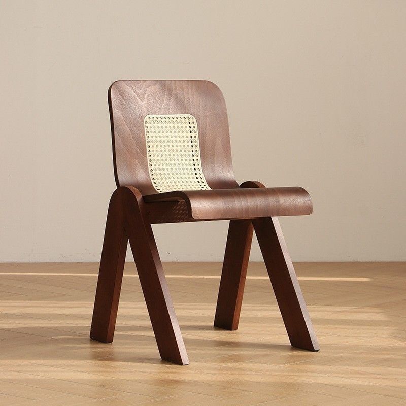 Designer Vintage Solid Wood Light Luxury Rattan Bedroom Creative French Backrest Dining Chair Nordic Style Simple_voghion.com