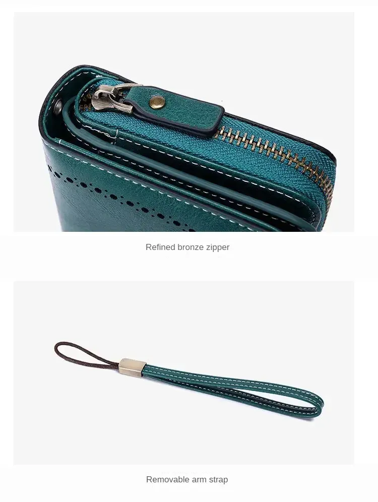 Lange Geldbörse, angesagte Geldbörsen für Damen, geräumige Lederclutch mit RFID-Diebstahlschutz und Kartenhalter_voghion.com