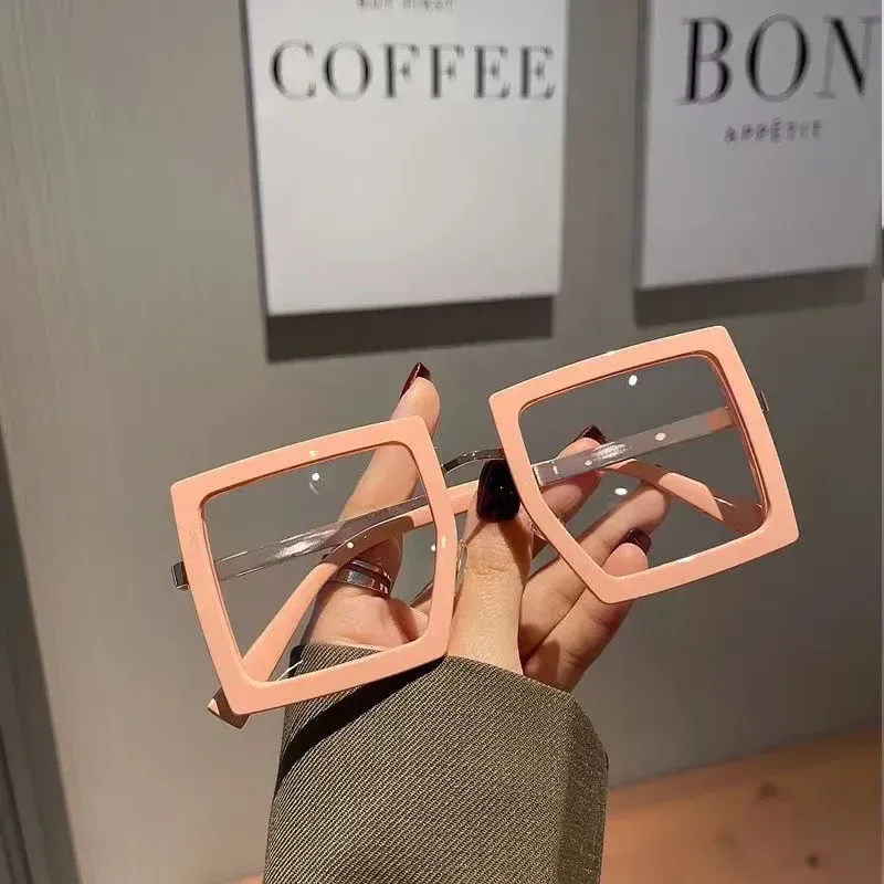 Lunettes d'ordinateur rétro surdimensionnées pour femmes, nouveau Style de grande myopie, blocage de la lumière bleue, monture carrée, lunettes de vue courtes_voghion.com