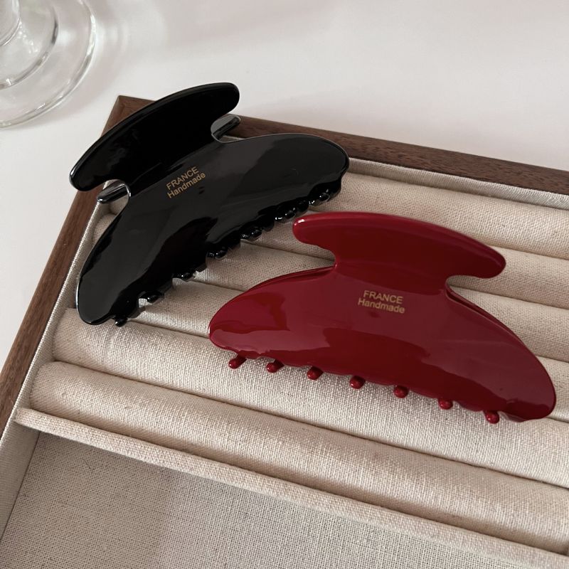 Fermaglio per capelli coordinato, stile coreano, semplice ed elegante, in acetato rosso medio, con elastico per la schiena e la testa, con fermaglio a squalo._voghion.com