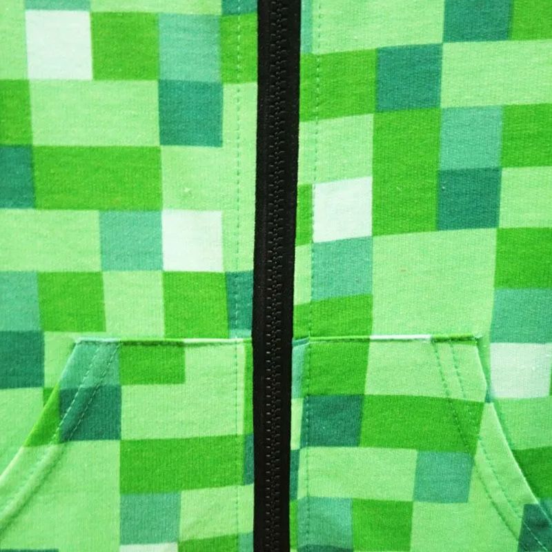 Recién llegados, juegos de cosplay de Minecraft, armadura para niños, disfraz de Creeper para niño, divertido conjunto de sudadera con mosaico verde, chaqueta, disfraz, regalo para fanáticos_voghion.com