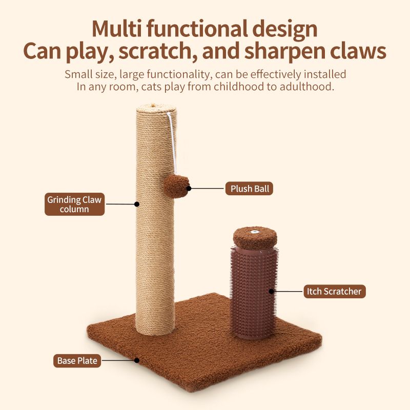Suministros para mascotas - Rascador de sisal amarillo para gatos, juguete multifuncional para aliviar la picazón y el autoentretenimiento con etiqueta_voghion.com