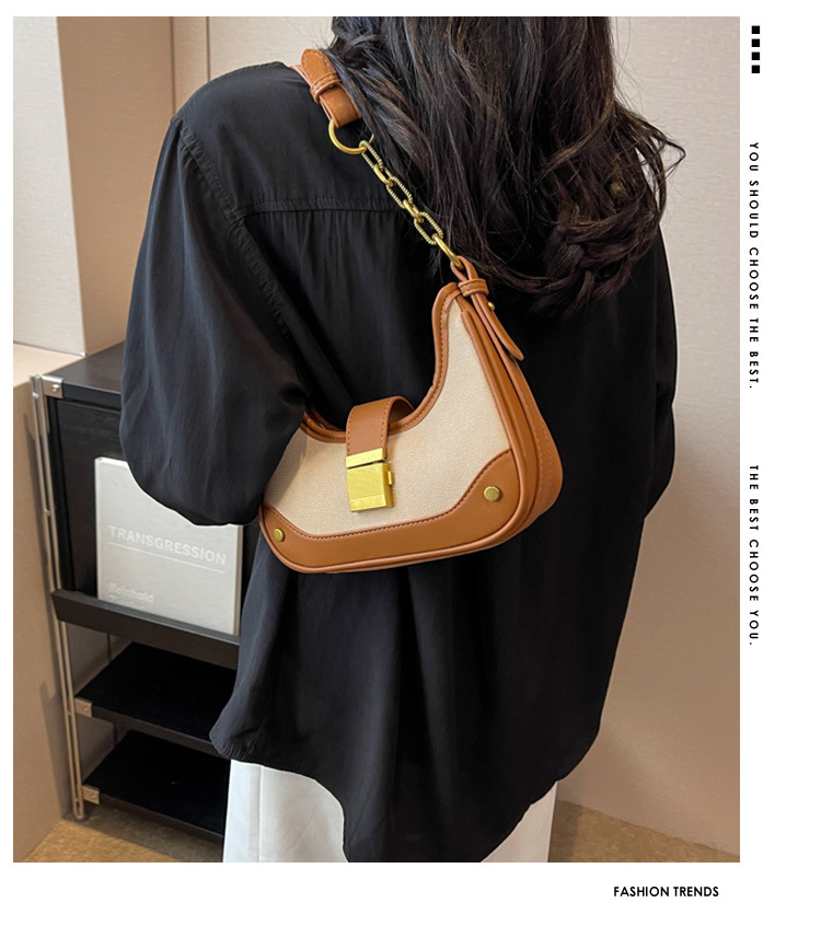 Retro Textur Mode kleine Tasche weiblich 2023 Frühling und Sommer Nischendesign Halbmondtasche lässig Pendeln All-Match Umhängetasche_voghion.com