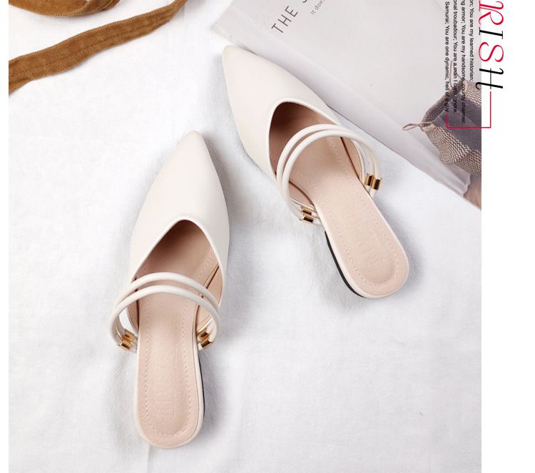 Estate Baotou Half Cool Tuo Testa a punta da donna Fondo piatto Due Indossa Esterno Indossa Lazy No Back Heels Muller Large_voghion.com