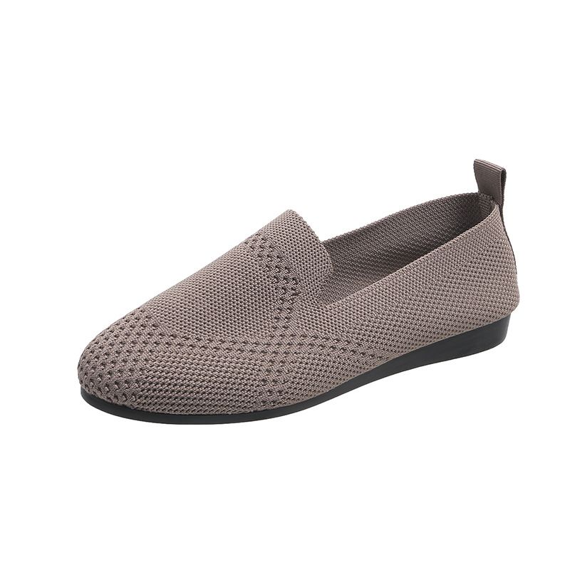 Großer, flacher Fly-Strick-Schuh mit flachem Boden für Damen, einfüßige, ausgehöhlte, einfarbige Lazy-Work-Schuhe_voghion.com