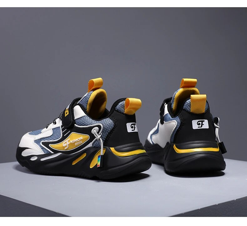 Kid Sneakers Sport For Boys Fashion Leather Children Breathable Mesh Comfort Casual Walking Outdoor Running Shoes_voghion.com