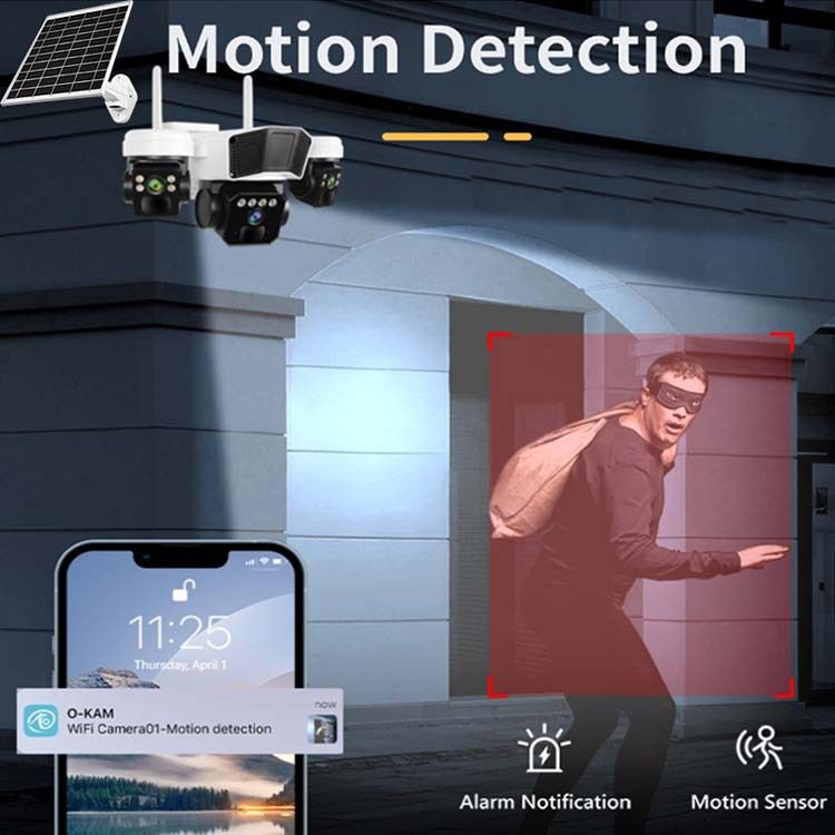 Telecamera di sicurezza solare 4G a tripla lente con HD da 6 MP, visione notturna e monitoraggio mobile remoto per uso esterno_voghion.com