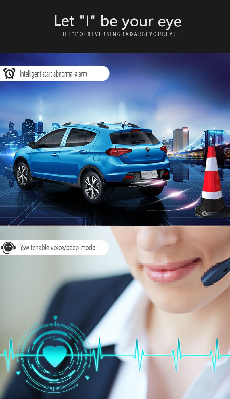 4-Sensor LED Crescent Parking Radar System With Digital Voice Alerts - Universal Rear Bumper Parking Assistant For Cars/SUV_voghion.com