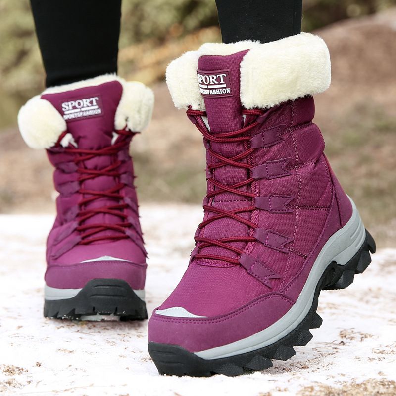 Martin Boots For Women With Plush Insulation, Comfortable Outdoor Snow Boots For Women, Waterproof And Anti Slip High Top Cotton Shoes_voghion.com