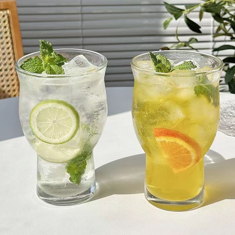 2 breite Glasbecher für Zuhause, große Öffnung, hochwertiger französischer Stil, ästhetisch ansprechende Getränke, Kaffee, Früchtetee_voghion.com