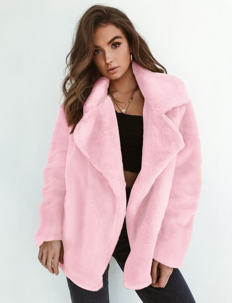 Nowe damskie futro z lisa Eleganckie brązowe kudłate płaszcze Jesień Zima Ciepły pluszowy płaszcz Teddy Streetwear Damska biała futrzana puszysta kurtka_voghion.com