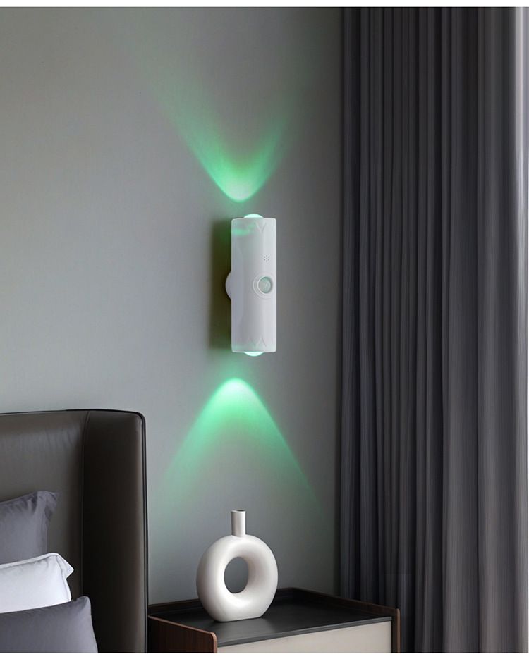 New Indoor Intelligent Human Body Sensor Light Non-punching Three-color Ambient Light Rechargeable Night Light 2 Pieces_voghion.com