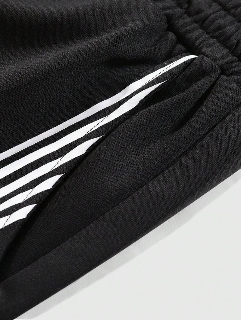 Men's Clothing Logo Print Stripes Loose Straight Sports Casual Trousers Sweatpants Men And Women_voghion.com