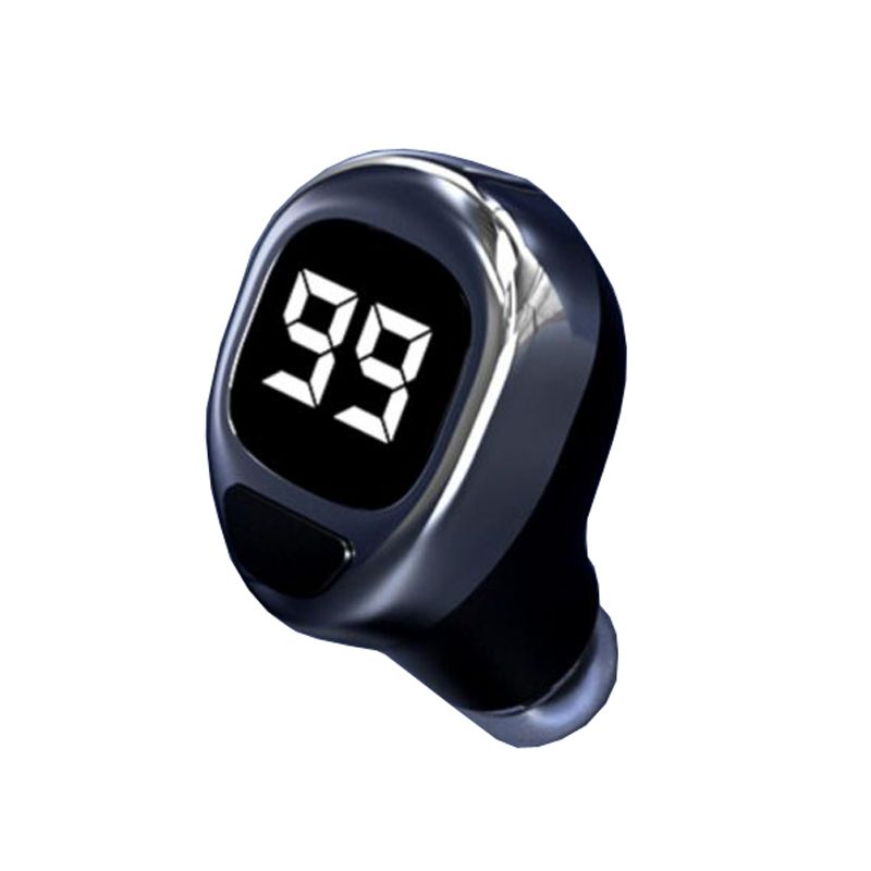 F6 Auricolare Bluetooth Mini Invisible Ear Business Display digitale Auricolare (Nero)_voghion.com