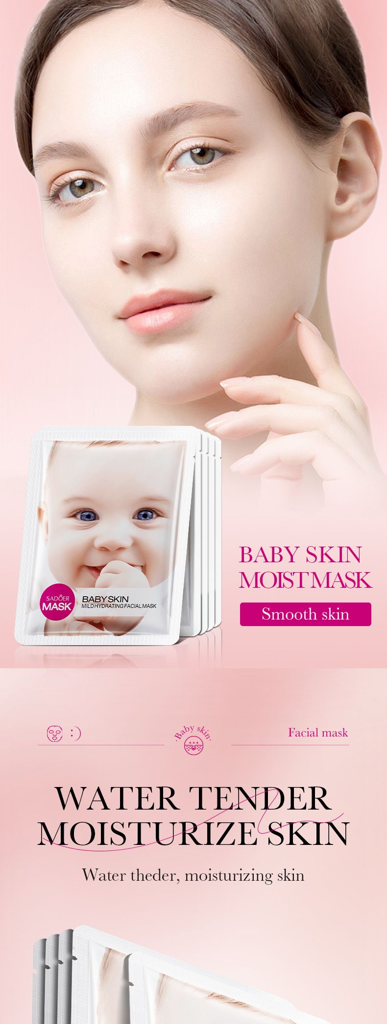 Full English Baby Face 25g SADOER Moisturizing Hydrating Skin Smoothing Mask Sheet Pack_voghion.com
