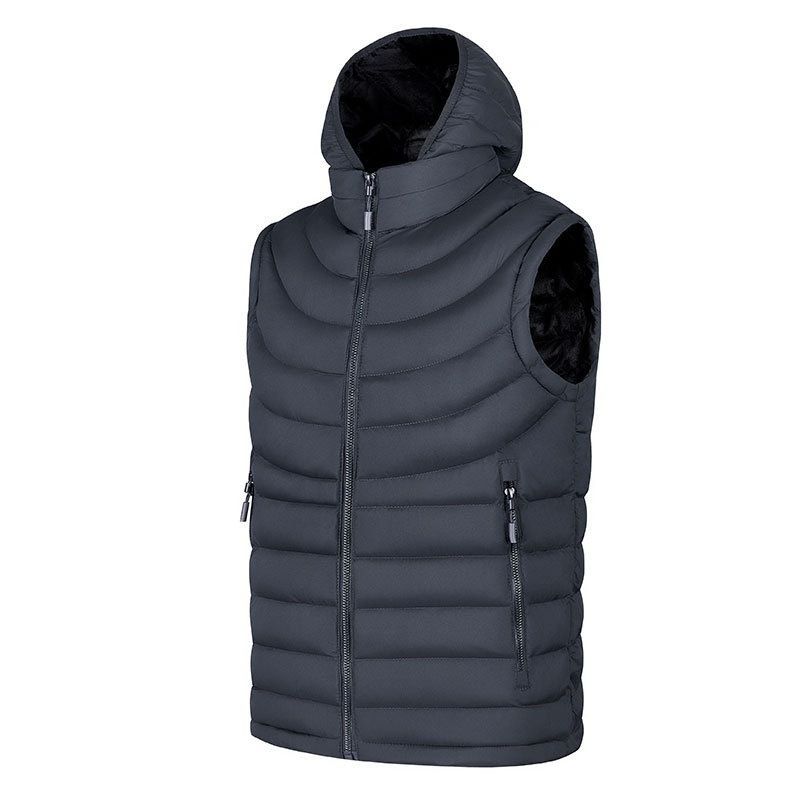 2024 New Autumn Winter Men's Hooded Fleece Vest Lightweight Cotton Jacket_voghion.com
