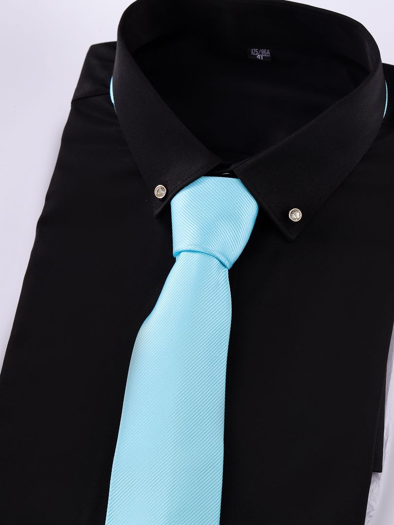 Cravatta nera a righe da uomo, elegante e formale, con cerniera, senza nodo, disponibile in magazzino, da 8 cm, facile da tirare._voghion.com