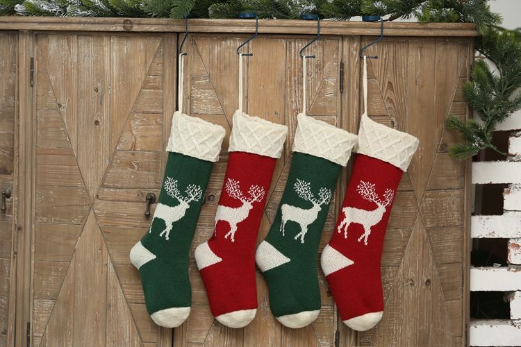 New Knitted Christmas Socks Gift Hanging Home Scene Decoration Woolen Deer Candy Bag_voghion.com