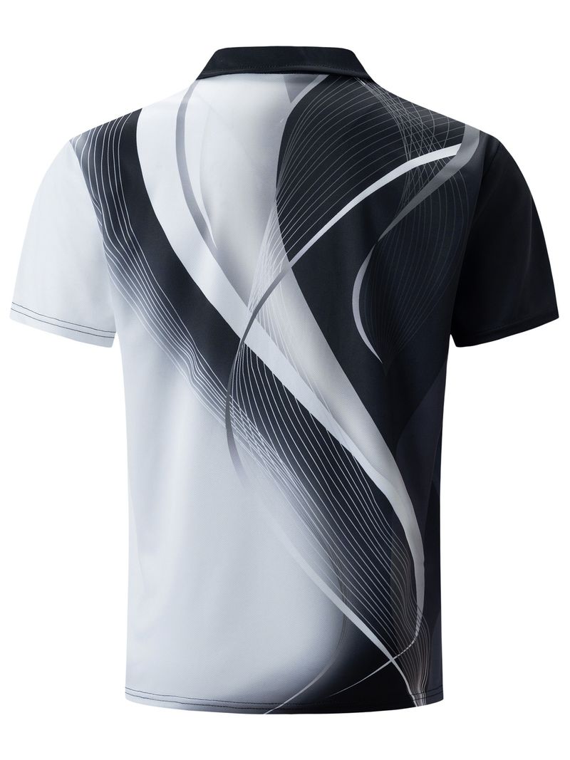 Men's Casual Polo Shirt Printed Lapel Button Business Color Matching All Match T Shirt_voghion.com