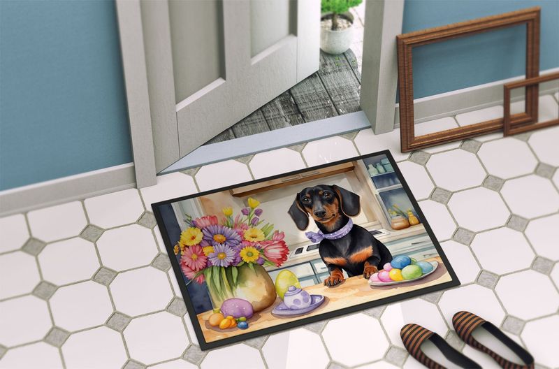 Decorating Easter Dachshund Doormat Front Door Mat Indoor Outdoor Rugs For Entryway, Non Slip Washable Low Pile, 24H X 36W_voghion.com