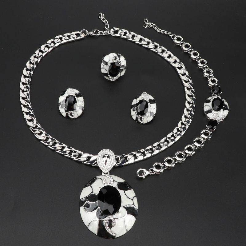 Fashion Women African Beads Trendy Party Costume Gold Color Crystal Necklace Earring Jewelry Sets_voghion.com