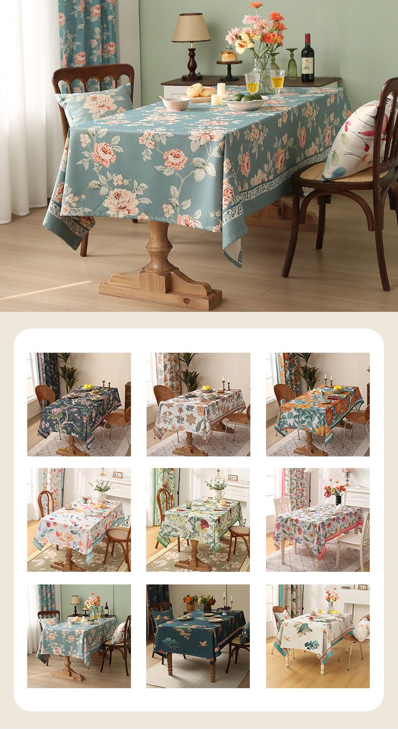 Classic Linen Tablecloth – Waterproof & Oil-Resistant, Durable Cotton Table Cover For Dining & Coffee Tables (Multiple Sizes & Designs)_voghion.com