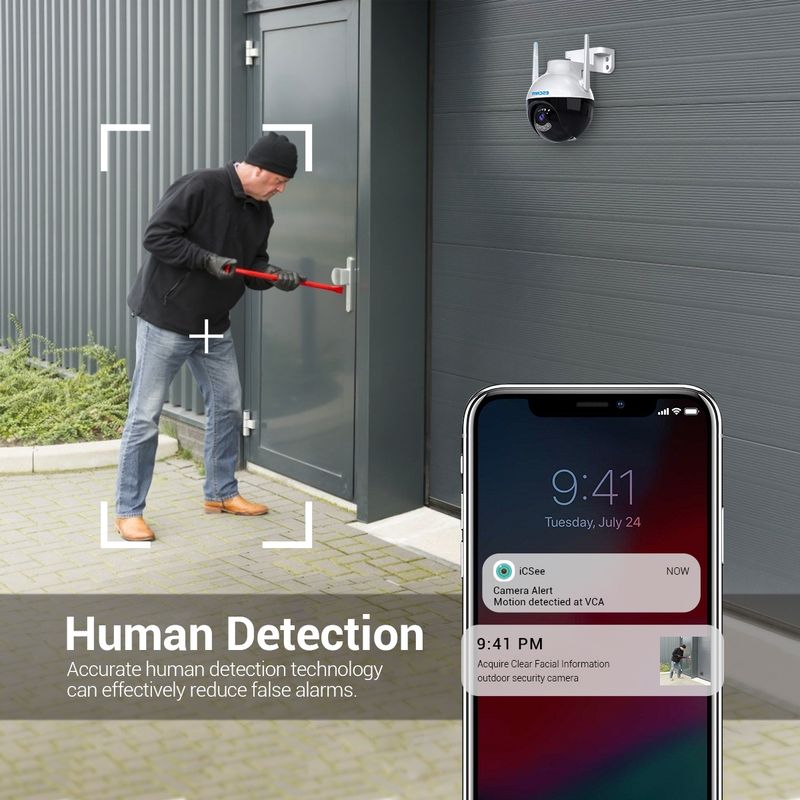 Telecamera IP WiFi intelligente QF300 da 4 MP con supporto rilevamento umanoide AI/tracciamento automatico/archiviazione cloud/visione notturna vocale bidirezionale, tipo di spina: spina UE_voghion.com