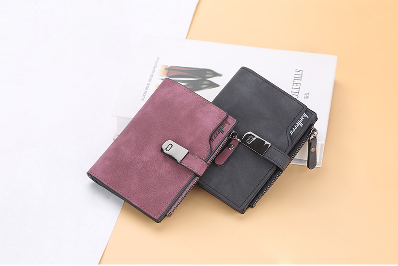 BAELLERRY new women's short wallet version with multiple card slots zipper coin purse buckle card bag men purse_voghion.com