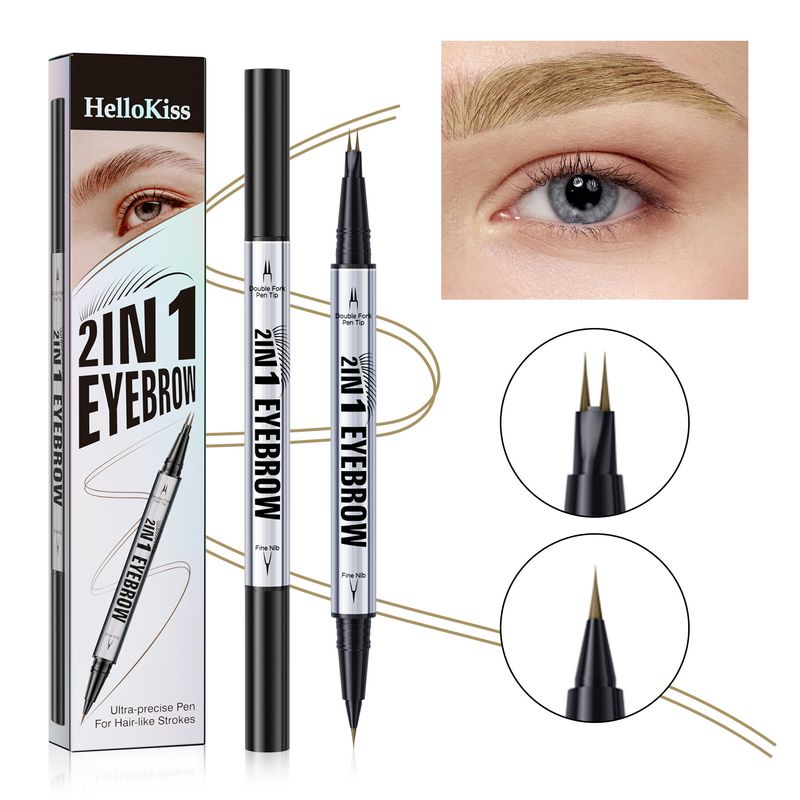 HelloKiss Natural Slim Brush Cross Wasserfester und schweißfester 2-in-1-Flüssigkeits-Augenbrauenstift mit Doppelkopf_voghion.com