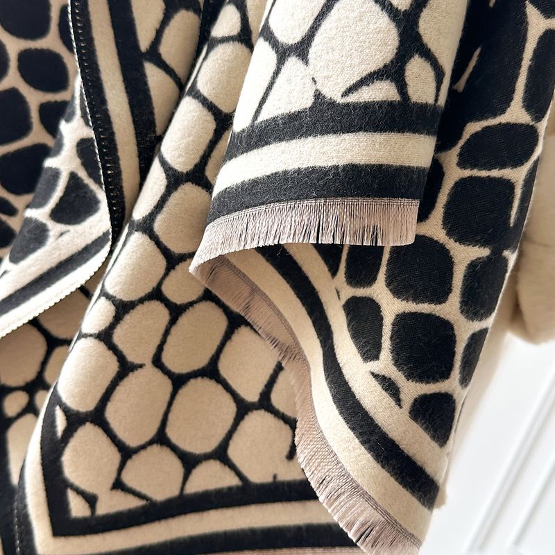 Retro High End Texture Imitation Cashmere Scarf Women Autumn And Winter Thick Warm Windproof Cold Resistant Student Neck Shawl_voghion.com
