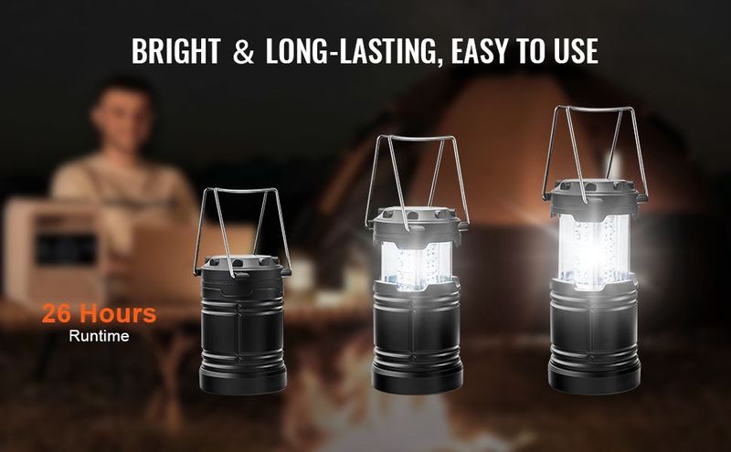 VEVOR LED Camping Lanterns Collapsible Battery Powered Camping Lights Set Of 4_voghion.com