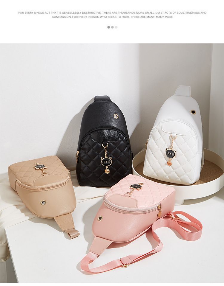 Women's 2024 New Women's Leather Diamond Chest Versatile Shoulder Bag_voghion.com