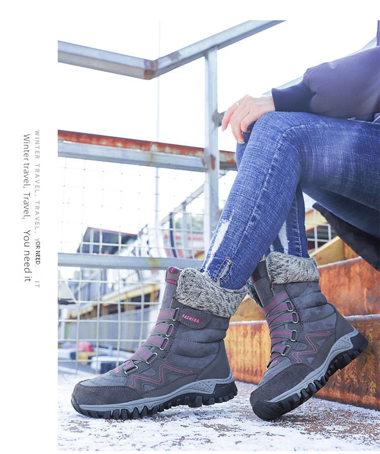 Scarpe da neve alte da donna in pelle con suola spessa in pile e scarpe invernali Northern Winter Plus_voghion.com