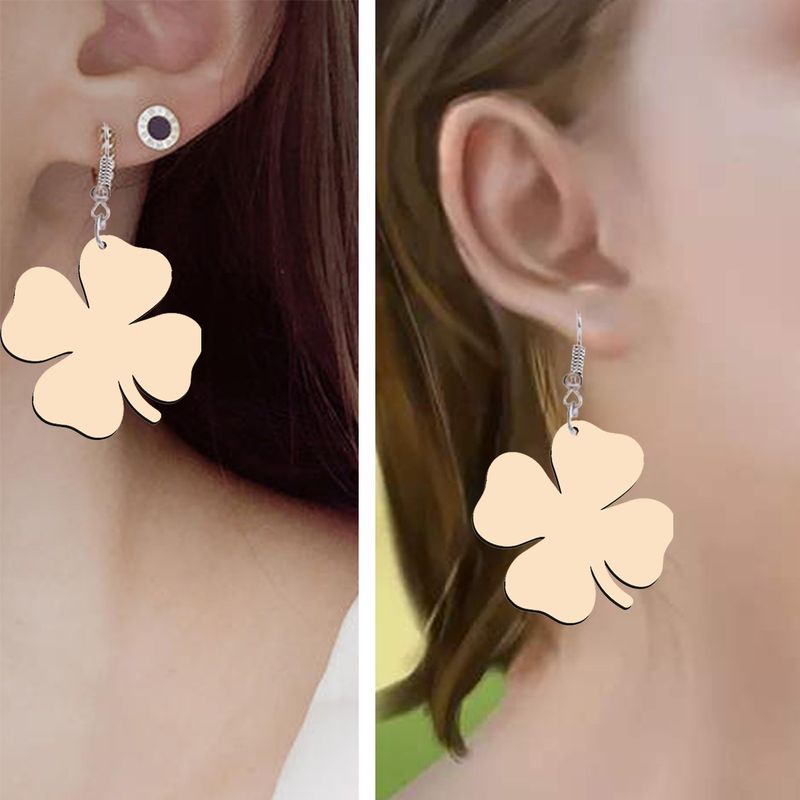 Creative design primary color Clover wooden daisy earrings fashion style earrings factory foreign trade supply earrings_voghion.com