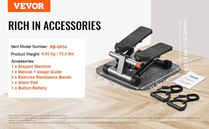 Stair Stepper For Exercise At Home Hydraulic Mini Stepper With Resistance Band_voghion.com