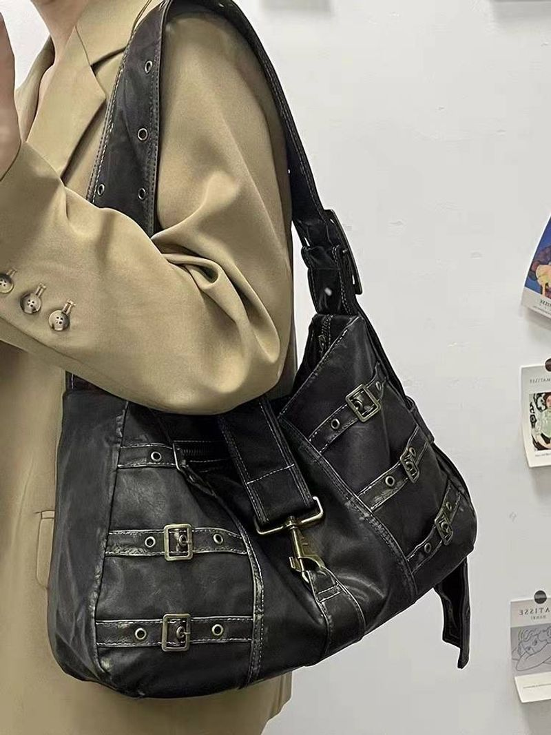 Große Tragetasche Damen, neues High-End-Gefühl, Vintage-Einzelschulterhandtasche, breiter Schultergurt, Umhängetasche_voghion.com