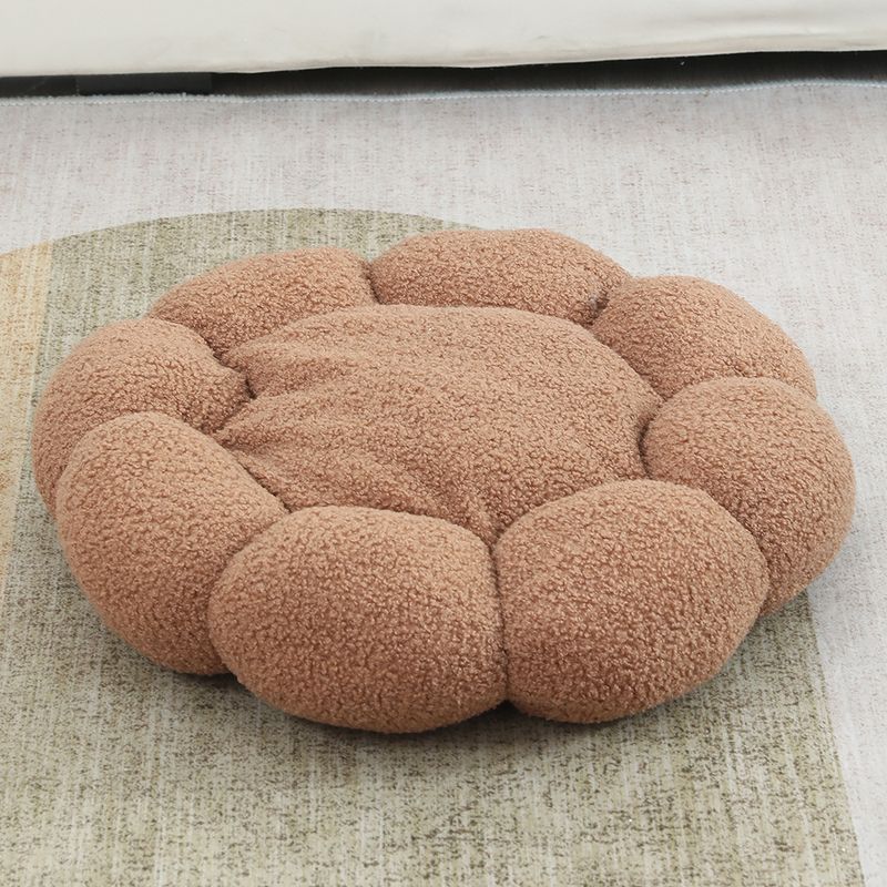 Flower Shape Cat All-Season Warm Plush Teddy Fleece Dog Bed Deep Sleep Pet Round Nest_voghion.com