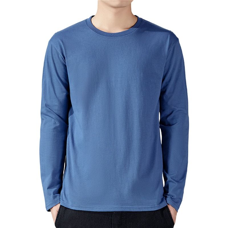 T Shirt For Men Cotton Long Sleeve T-shirts Solid Color Men's Clothing Full Length Sleeve For Spring And Autumn Undershirts_voghion.com