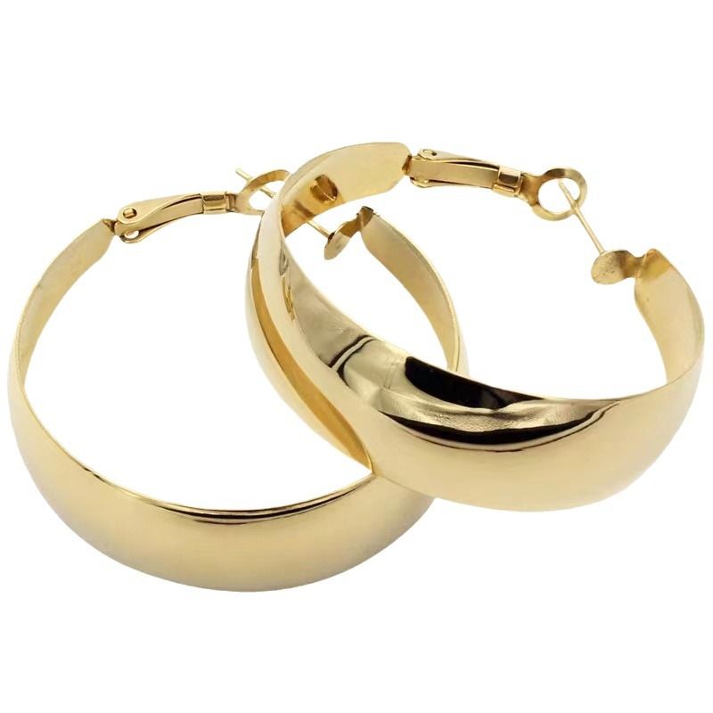 Extravagante, C-förmige Creolen aus hochwertigem Metall für Damen, silberne Nadelohrringe, vielseitig und minimalistisch._voghion.com