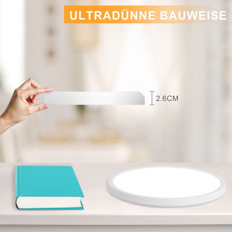 Glitzerlife LED Deckenlampe Deckenleuchte Modern - 3000K Badezimmerlampe Decke 18W Flurlampe Rund Ø22CM Badlampe Für Wohnzimmer Schlafzimmer Küche_voghion.com