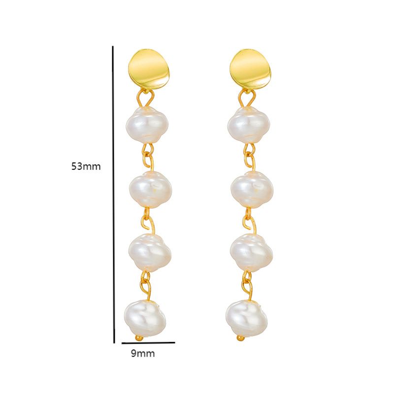 French shaped pearl earrings vintage fashion exaggerated earrings pearl earrings women_voghion.com