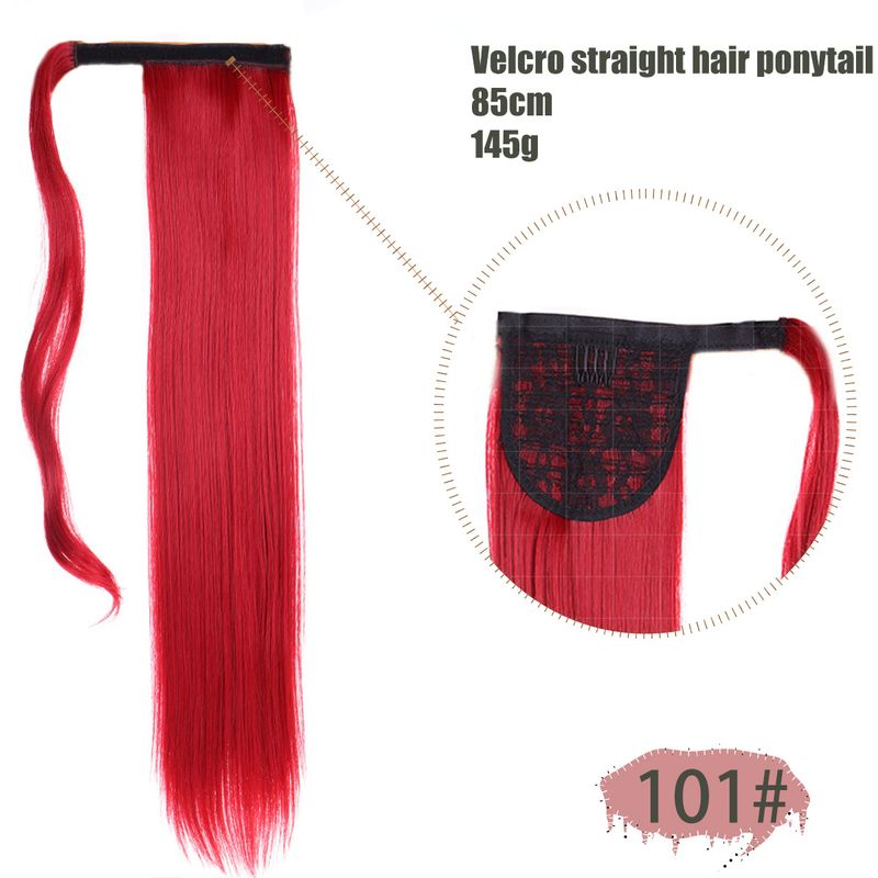 Parrucca coda di cavallo capelli lunghi e lisci 85cm parrucca avvolgente coda di cavallo in velcro parrucca di capelli naturali in seta ad alta temperatura_voghion.com