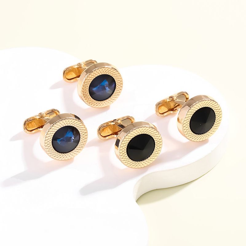 Neue runde diamant kristall manschettenknöpfe mode Französisch business hemd manschettenknopf_voghion.com