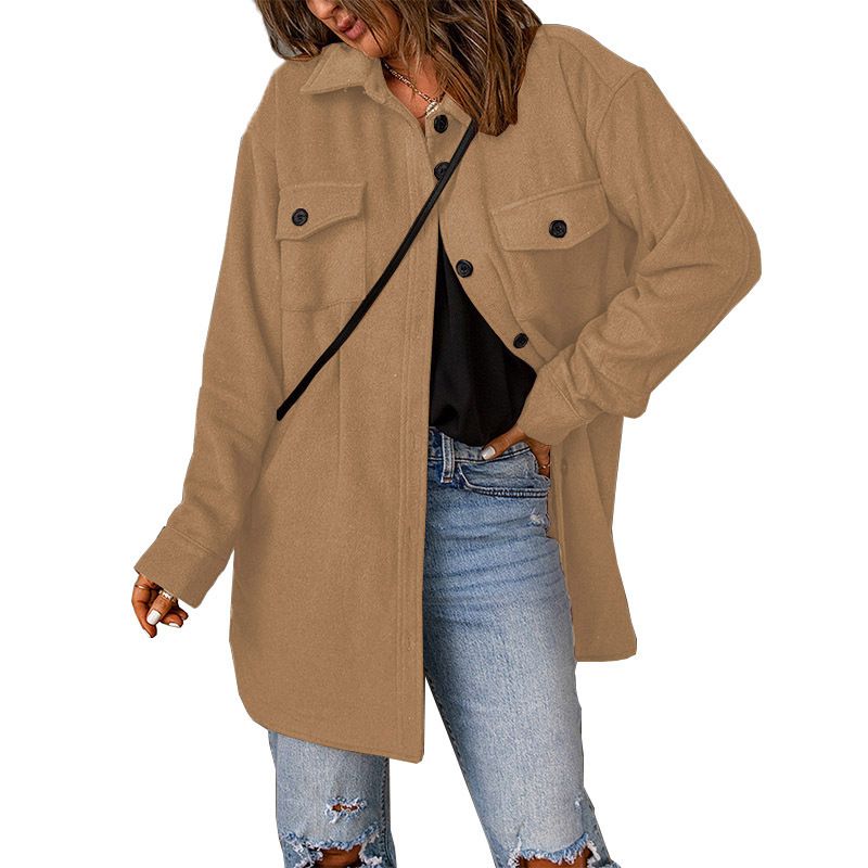 Vrouwen Winter Nieuwe Effen Kleur Enkelrijs Casual Revers Wollen Jas Voor Vrouwen_voghion.com
