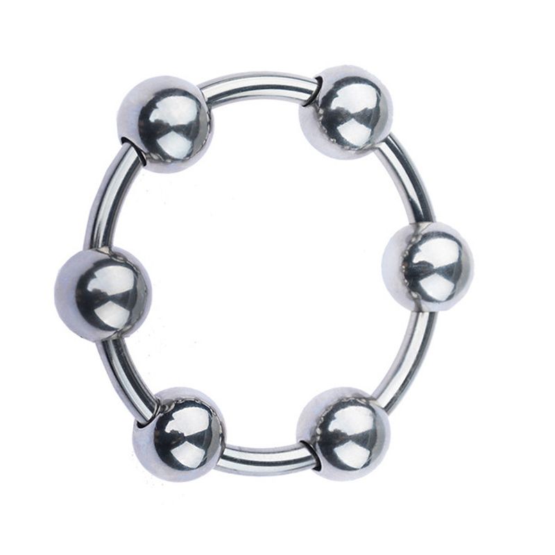 6 misure di anello per pene in acciaio inossidabile, ritarda l'eiaculazione, stimola il glande con 6 perline, giocattoli sessuali per anello di bloccaggio maschile_voghion.com