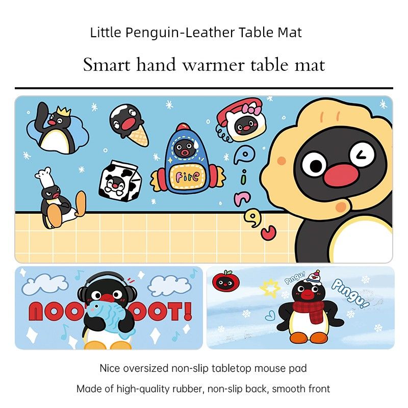 Unbeatable Quality Pingu Little Penguin Leather Mouse Pad Oversized Waterproof Oil-Proof Pu Disposable Office Computer Desk Mat_voghion.com