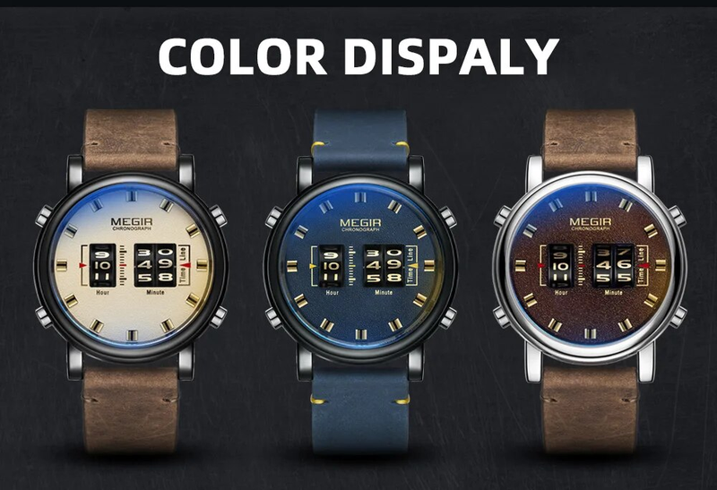 Roller Pointer da uomo Orologio da polso al quarzo con cinturino in pelle sportivo militare di lusso Mascilino_voghion.com